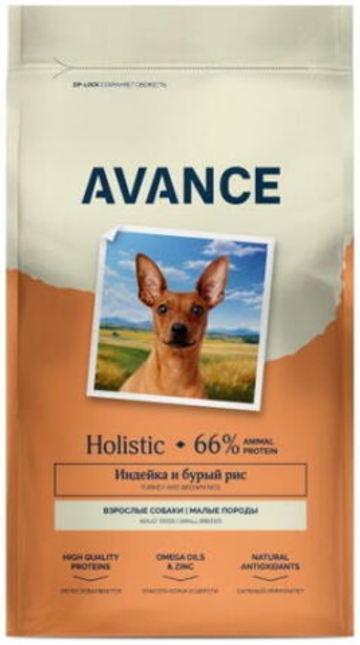 Avance Mini Adult - Полнорационный сухой корм для взрослых собак малых пород, с индейкой и бурым рисом 10 кг