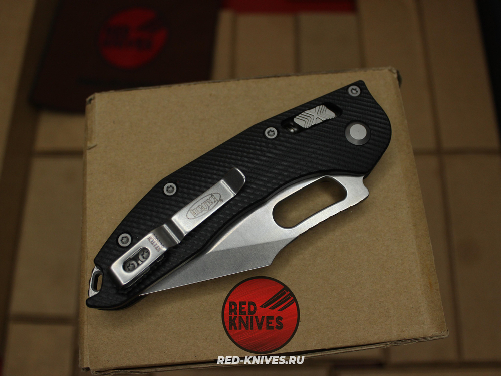 Нож Microtech Stitch Ram-Lok FP V.2025 - рукоять черный G10, клинок серый, плейн заточка