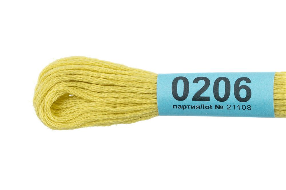 Мулине Gamma 100% хлопок, цв.0206 желтый, 24 мотка по 8 метров
