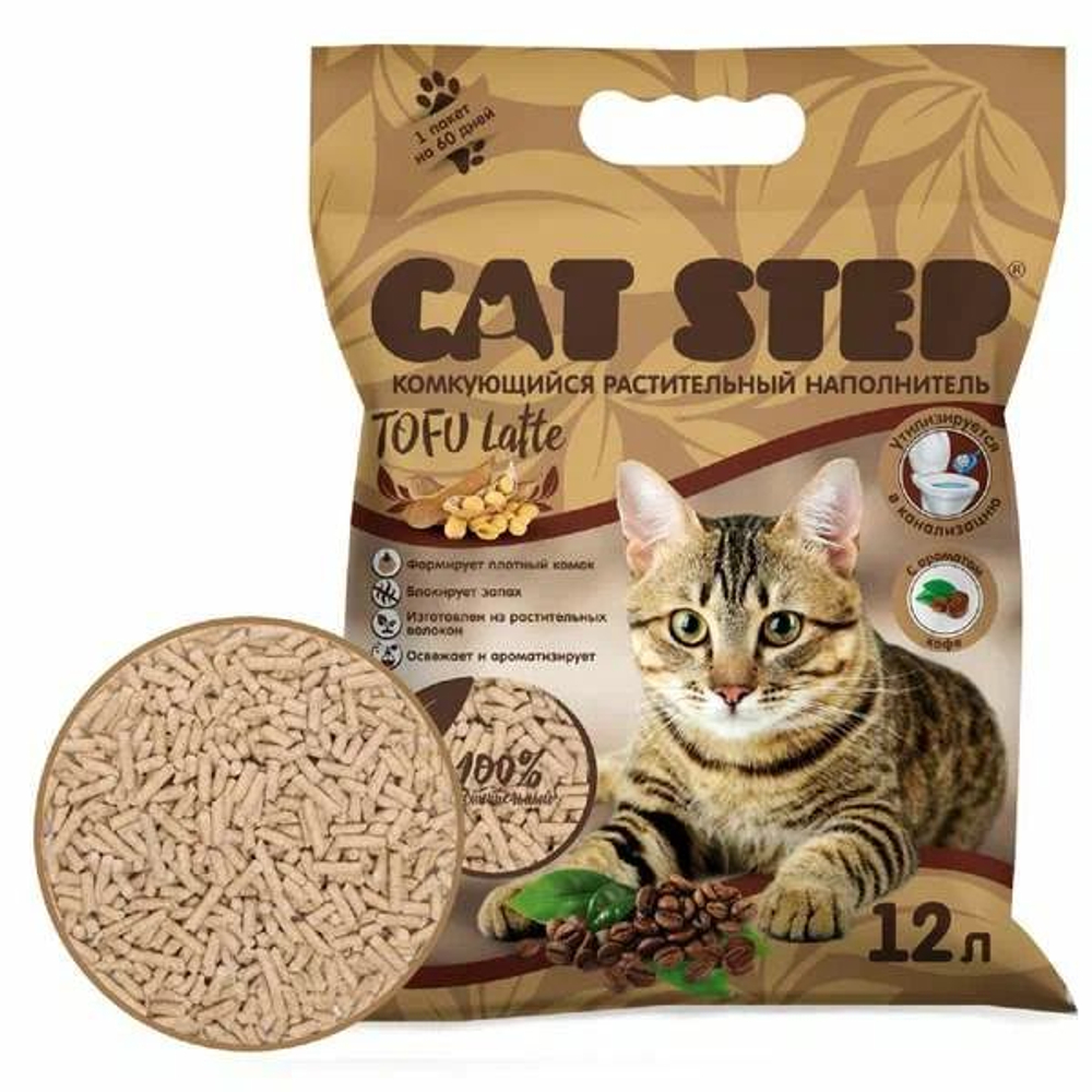 CAT STEP TOFU LATE Наполнитель растительный комкующийся 12 л