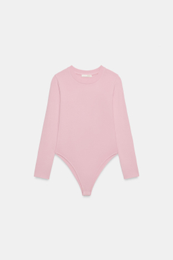 ZARA БОДИ С ДЛИННЫМИ РУКАВАМИ, ПАСТЕЛЬНО-РОЗОВЫЙ