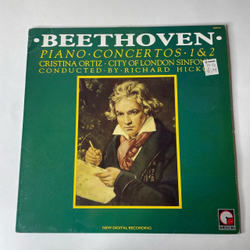 Винтажная виниловая пластинка LP Beethoven Бетховен, Cristina Ortiz, City Of London Sinfonia Conducted By Richard Hickox, Piano Concertos Nr 1 and 2 (Англия 1987)
