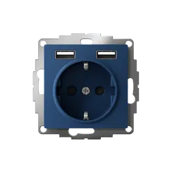 Розетка с USB A+A с защитными шторками Systeme Electric AtlasDesign Аквамарин ATN001130