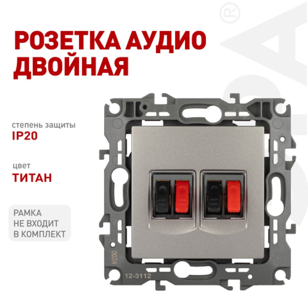 Розетка ЭРА Серия 12 12-3112-16 аудио двойная титан | Эра 12