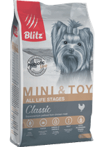 Сухой корм для собак мини пород Blitz Classic Mini & Toy Breeds Dog All Life Stages с курицей 7 кг