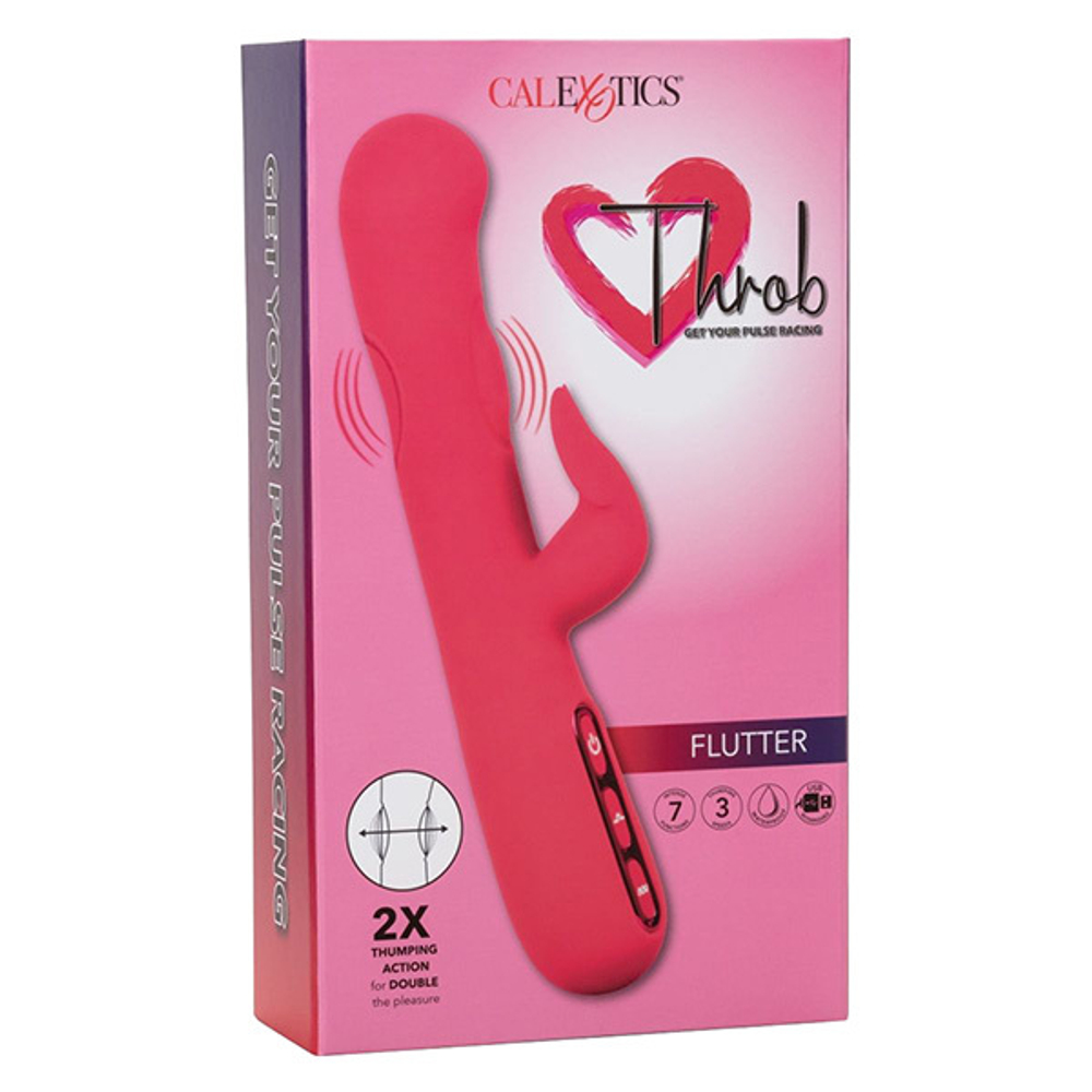 Розовый вибромассажер-кролик 21,5см California Exotic Novelties Throb Flutter SE-4500-15-3
