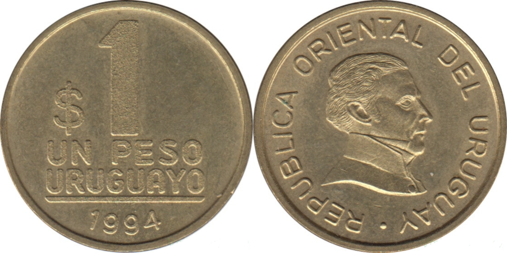 Уругвай 1 песо, 1994 Хосе Хервасио Артигас XF