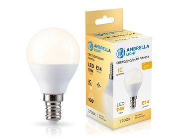 Светодиодная лампа Шар LED P45 11W IC E14 2700K 175-265V 451113 Bulbing Ambrella