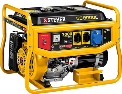 STEHER 7000 Вт, бензиновый генератор с электростартером (GS-8000E)