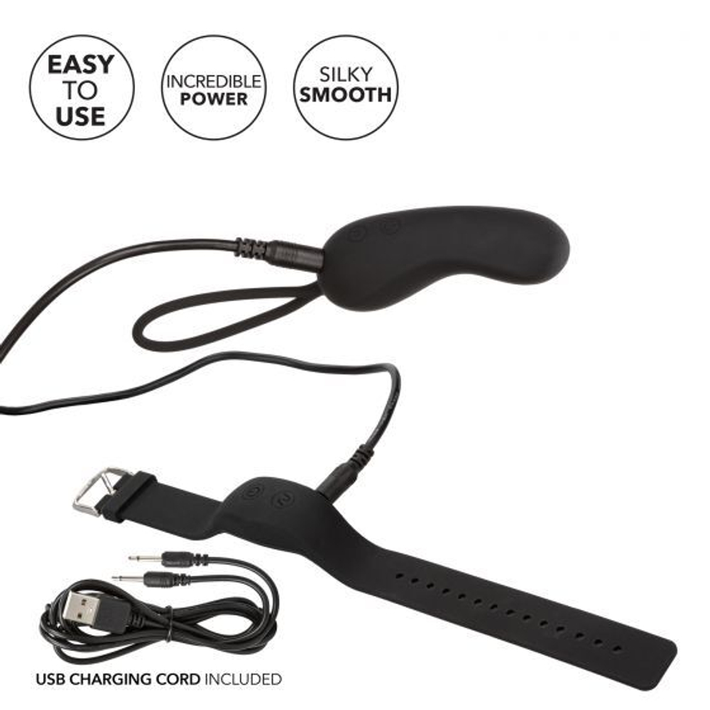 Черное виброяйцо 7,5см с браслетом-пультом California Exotic Novelties Wristband Remote Curve SE-0077-41-3