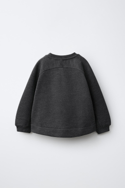 ZARA СПОРТИВНАЯ ТОЛСТОВКА С ВЫШИВКОЙ, ТЕМНО-СЕРЫЙ