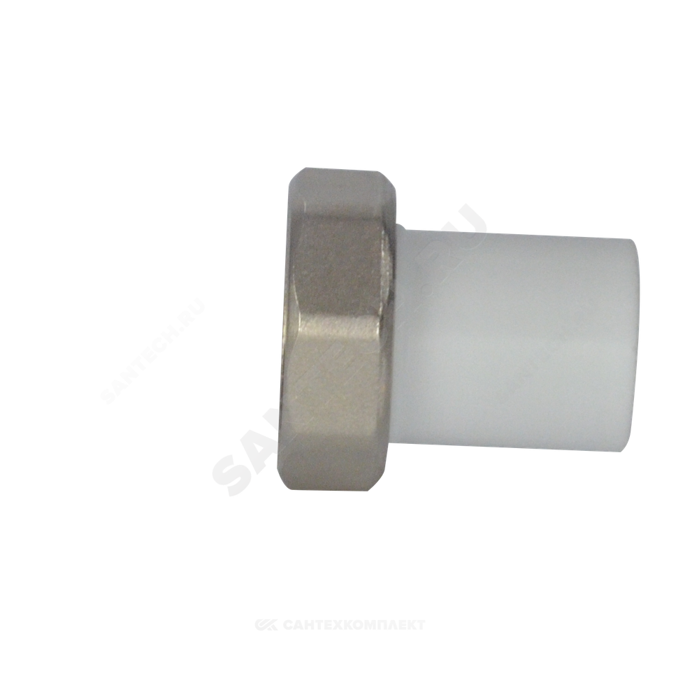 Штуцер PP-R комбинированный белый Дн 32х1 1/4" с накидной гайкой VALFEX 10136032