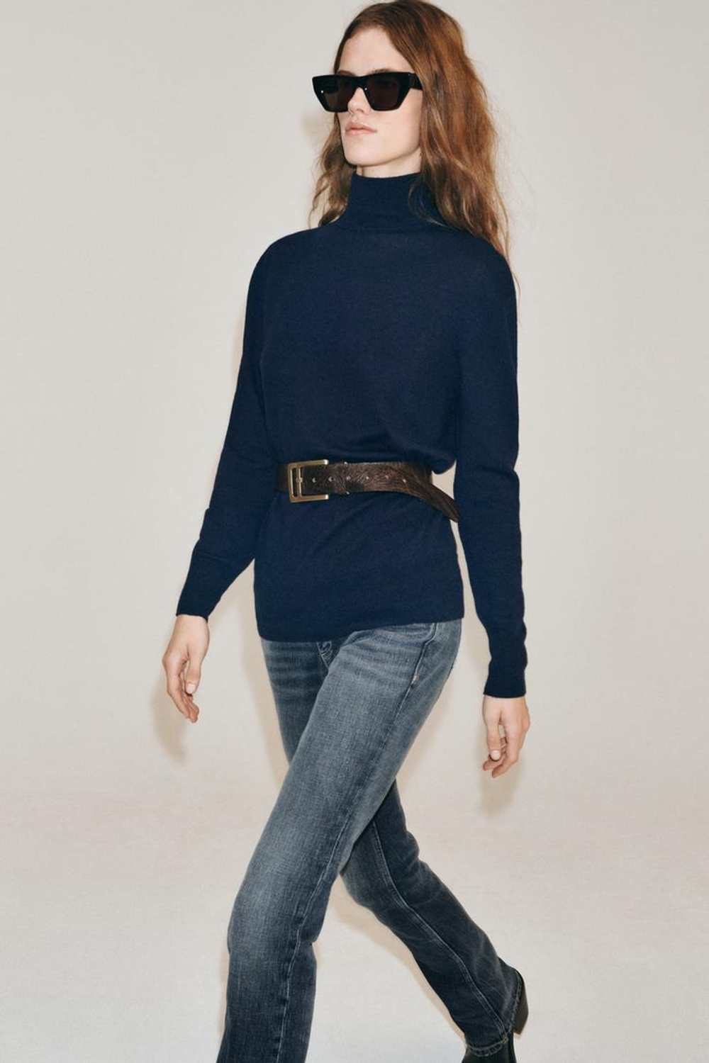 ZARA СВИТЕР ИЗ 100% ШЕРСТИ EXTRASOFT, МОРСКОЙ СИНИЙ