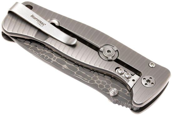 Складной нож Lion Steel "SR-2 MINI" L/SR2DL c клинком из стали Damasteel, рукоять титан
