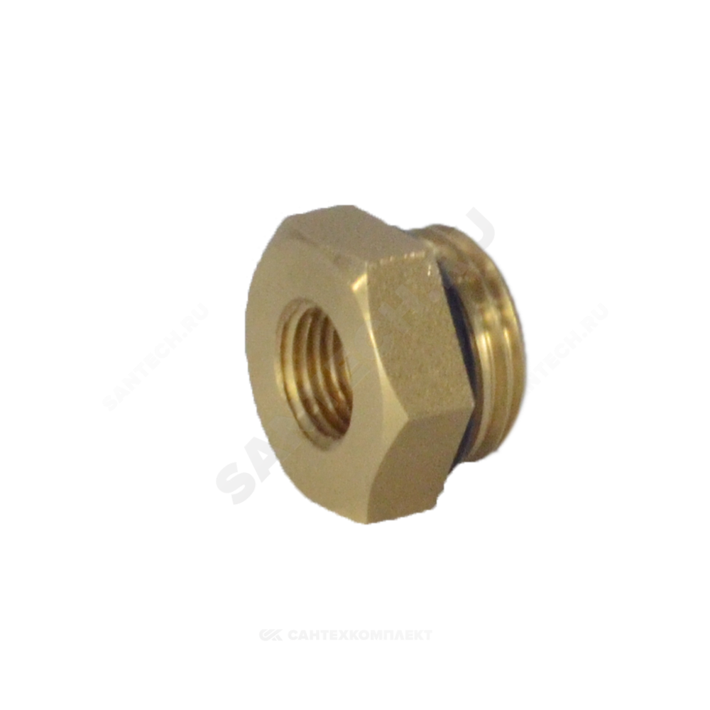 Футорка латунь Ду 15х8 (1/2"х1/4") с резиновым кольцом НР/ВР Апогей 310013