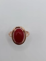 Кольцо бижутерное с кораллом прессованным