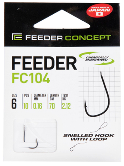 Крючки с поводком FC FEEDER FC104 №6, 10 шт. (поводок 70 см, 0,16 мм)