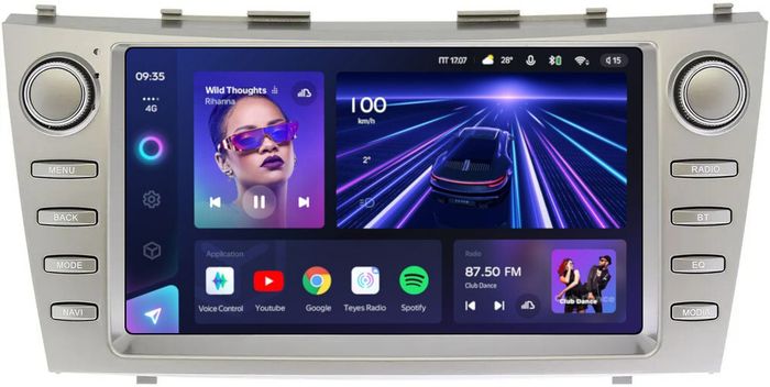 Магнитола для Toyota Camry 40 2006-2011 (рамка с крутилками) - Teyes CC3-2K QLed Android 10, Быстрая, SIM-слот, CarPlay