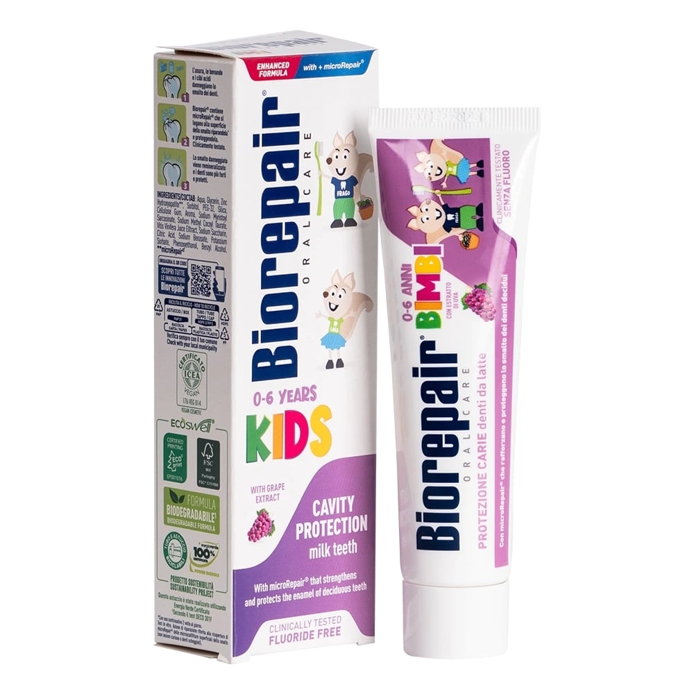 Зубная паста детская со вкусом винограда от 0 до 6 лет BIOREPAIR Kids Grape 50 мл