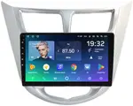Магнитола для Hyundai Solaris 1 2010-2016 (рамка серебро) - Teyes CC2 PLUS монитор 9" QLED, Android 10, Быстрая, SIM-слот