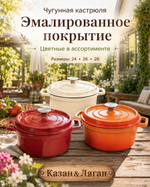 Кастрюля чугунная эмаль 24 см