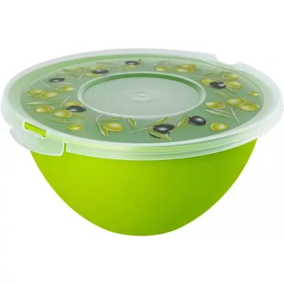 Миска с крышкой Fresh олива 2л