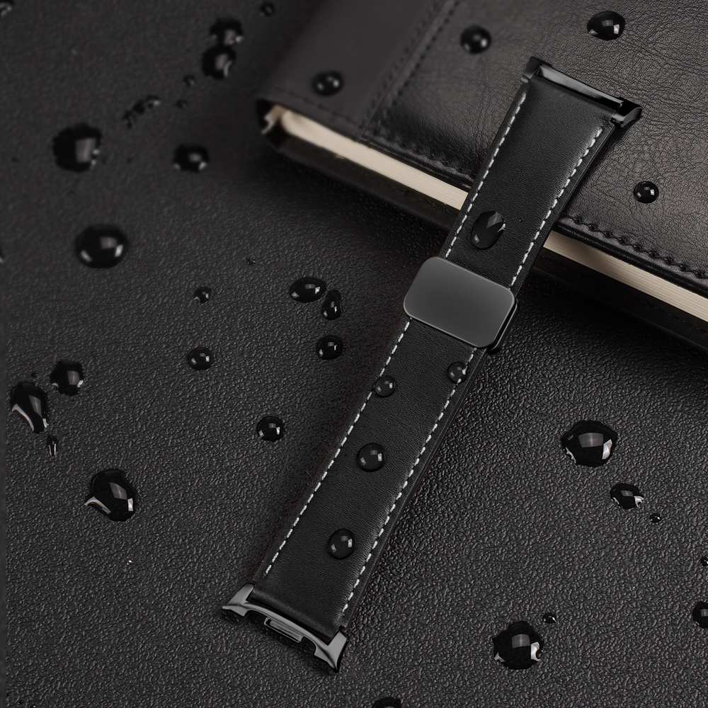 Ремешок из натуральной кожи черного цвета от Dux Ducis для смарт часов Samsung Galaxy Watch 8 (40 и 44мм), серия YA Series