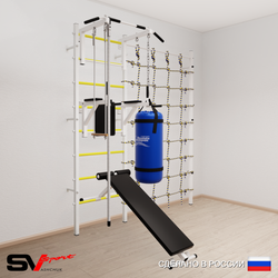 Шведская стенка Sv Sport 58630 (Турник стандарт/Брусья/Скамья/Канат/Трапеция/Цепь/Мешок 30кг/Канатный лаз)