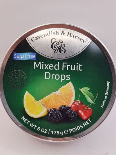 Леденцы Cavendish & Harvey Sugar Free Mixed Fruit Drops in Tin фруктово-ягодное ассорти без сахара 175 г (Германия)