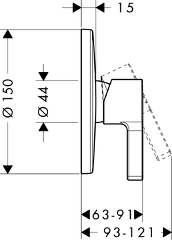 Смеситель для душа Hansgrohe Metris S,  31665000 схема