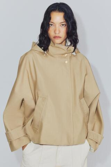 ZARA ДВУБОРТНАЯ КУРТКА WATER-REPELLENT — ZW COLLECTION, СВЕТЛЫЙ ЖЕЛТО-КОРИЧНЕВЫЙ