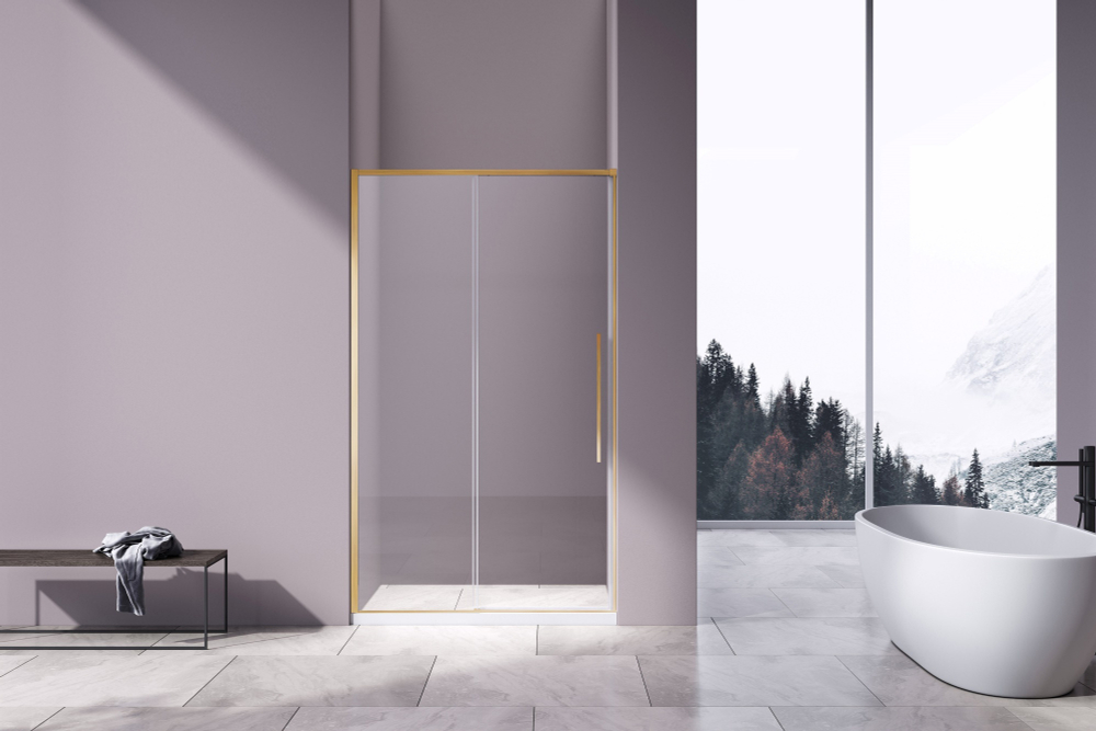 Душевая дверь Слим-Н (Slim-N) VDS-4SN110CLG, 1100, брашированное золото, стекло прозрачное,