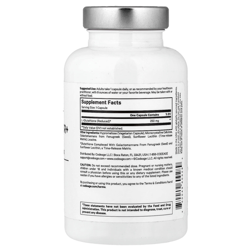 Codeage, Amen, Glutathione-SR+, 60 растительных капсул (250 мг в 1 капсуле)