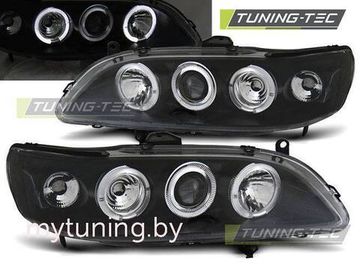 Передние фары Honda Accord USA angel eyes black