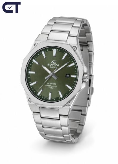 CASIO EFR-S108D-3AVUDF EDIFICE мужские наручные часы — ультратонкая модель с зелёным циферблатом и сапфировым стеклом