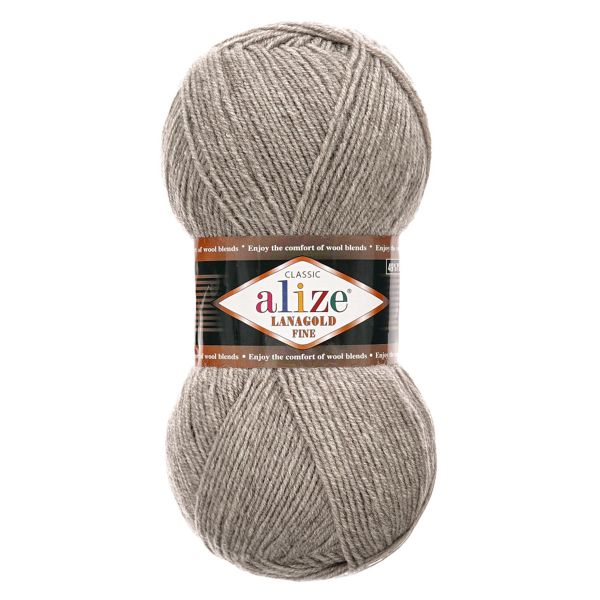 Пряжа Alize (Ализе) Lana Gold Fine / уп.5 мот. по 100 г, 390м, 207 светло-коричневый меланж A