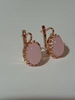 Серьги серебряные с розовым кварцем