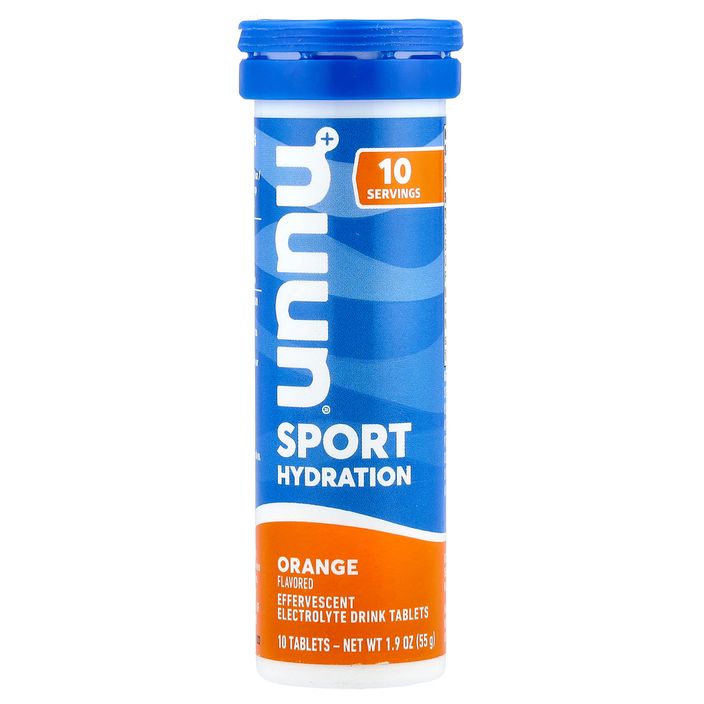 Nuun, Sport Hydration, шипучие таблетки для приготовления напитка с электролитами, апельсин, 10 таблеток