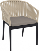 Кресло пластиковое с подушками Siesta Contract Portofino, черный, бежевый, светло-коричневый