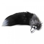 Анальный плаг с лисьим хвостом Black and White Fox Tail от Alive (M)