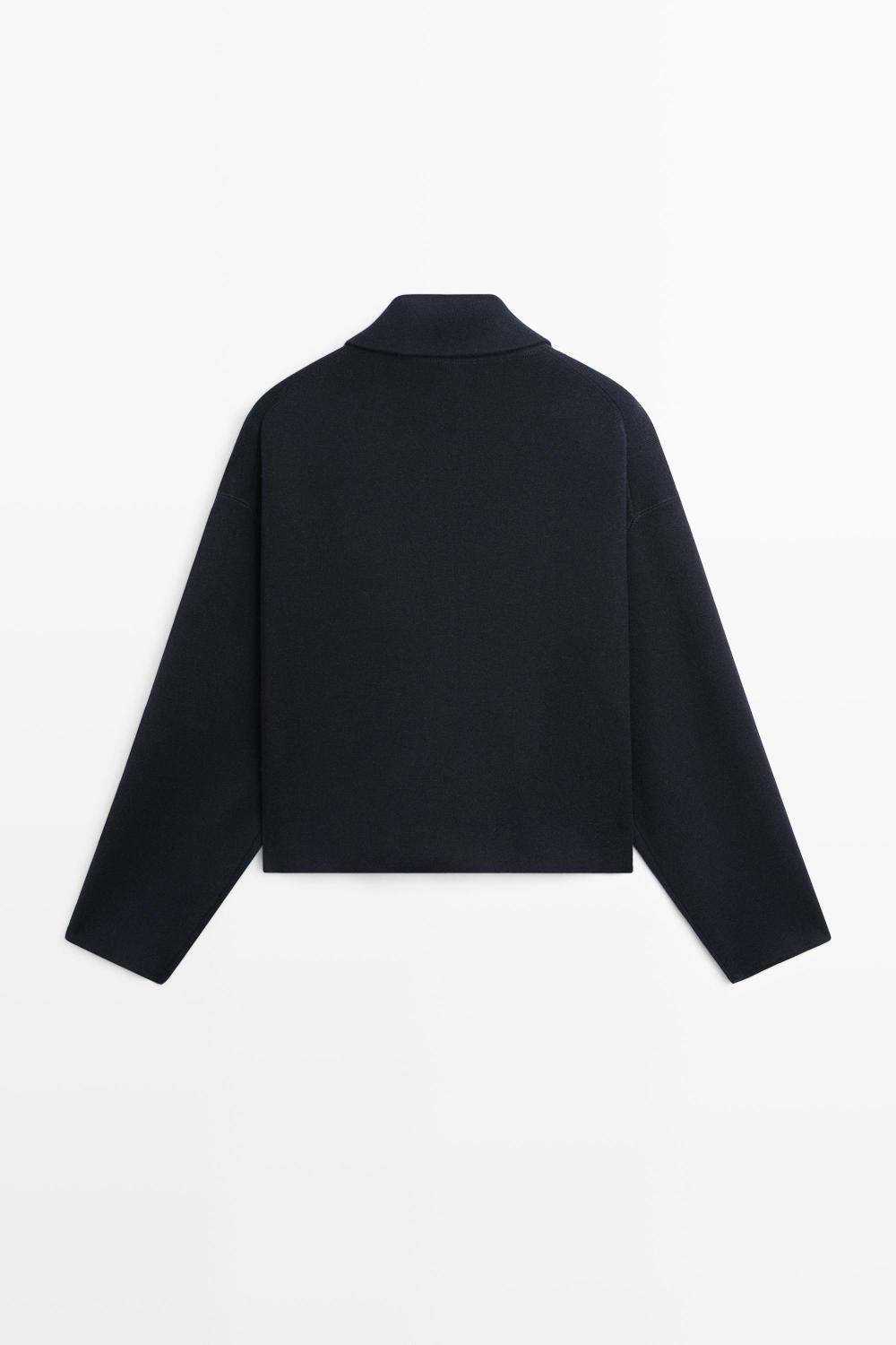 Massimo Dutti Трикотажная куртка на молнии из хлопка, темно-синий