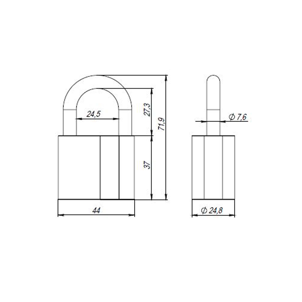 Замок навесной PD-4050 (PD-40-50) 3 fin key /коробка