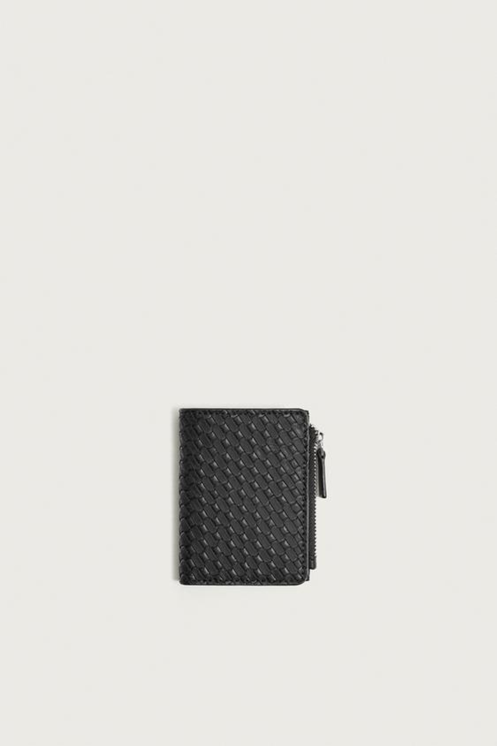 ZARA ПЛЕТЕНЫЙ КОШЕЛЕК-БУМАЖНИК, ЧЕРНЫЙ