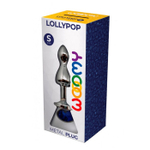 Металлическая анальная втулка 8,5см с синим кристаллом Cnex Wooomy Lollypop Double Ball Metal Plug Small Blue