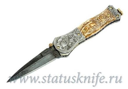Нож Carved Damascus Folder Suchat Jangtanong
