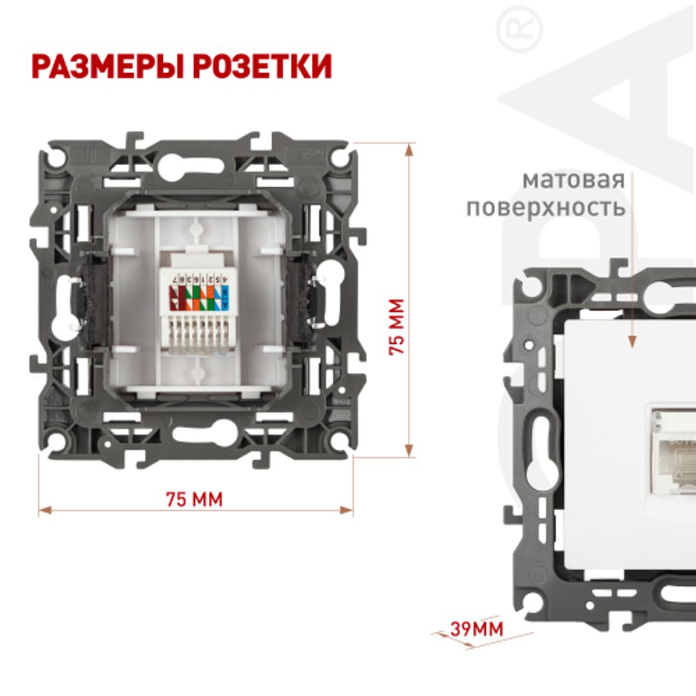 Розетка ЭРА Серия 12 12-3107-01М информационная RJ45 белый матовый | Эра 12