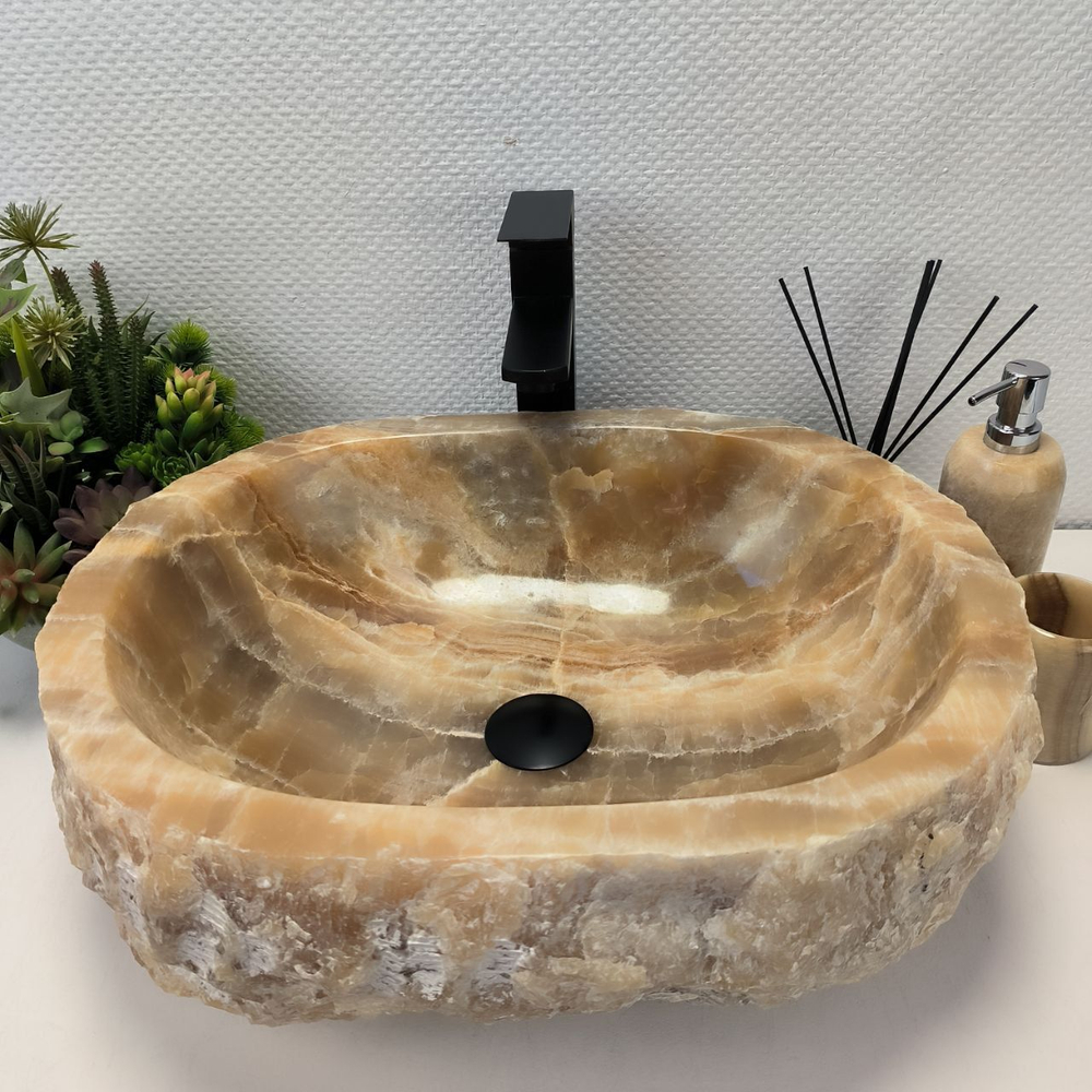Раковина из оникса Erozy Yellow EO-62573 52x41x16 из натурального камня