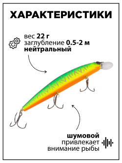 Воблер Минноу Rudla 130 мм 22 г, цвет #22