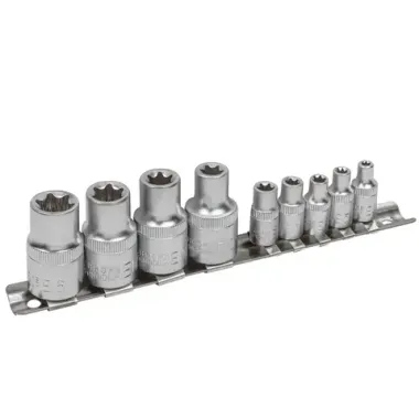 Набор головок Е-профиль 9пр., 1/4'',1/2''(Е4,5,6,7,8,10,12,14,16), на металлической планке Baum Auto BM-4098[1/4",1/2"]
