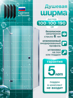 Душевая ширма DIONRIA (100х100) прозрачное стекло, профиль хром
